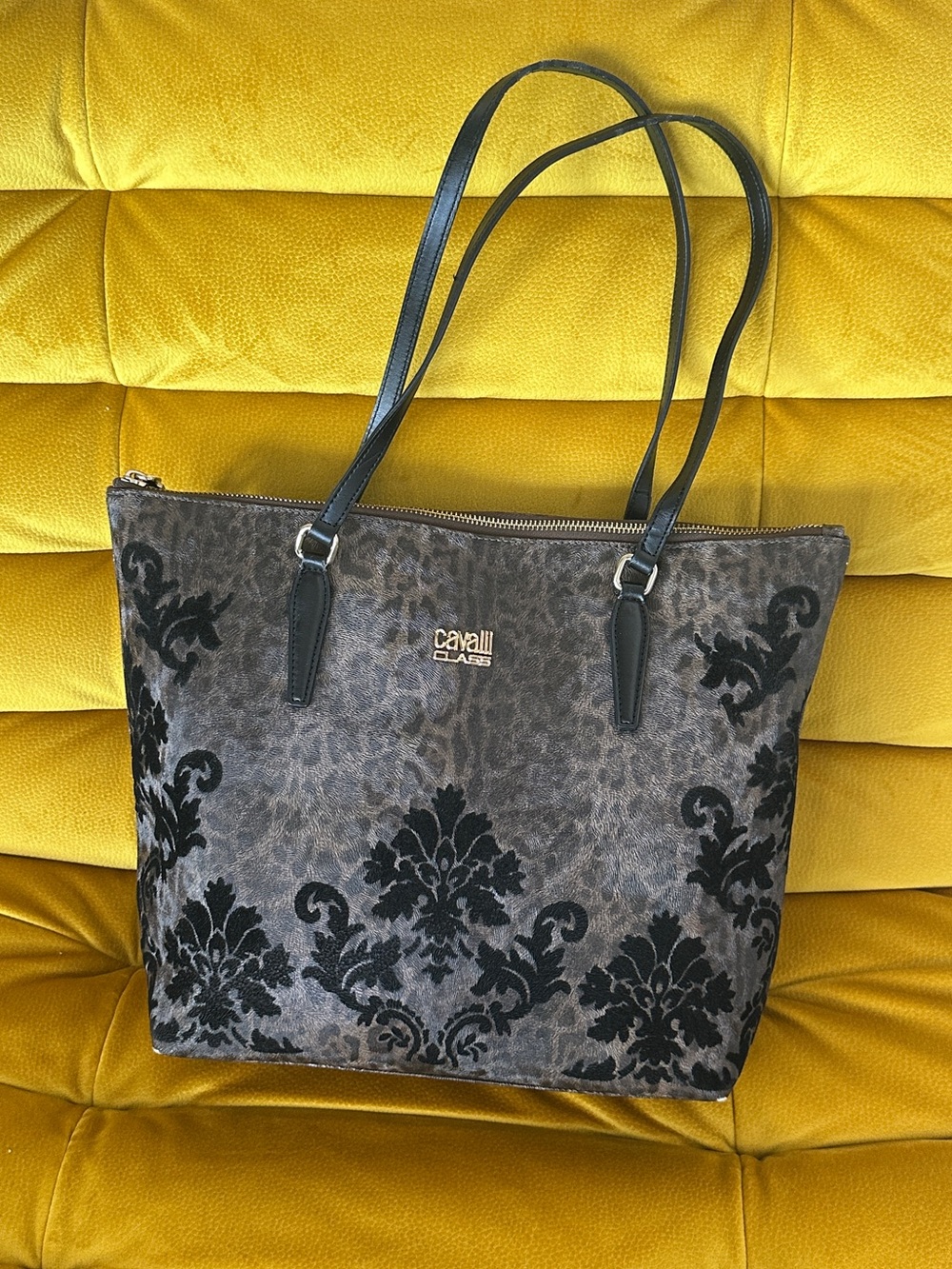 Cavalli Class Y2K Baroque Animal Print Tote Bag